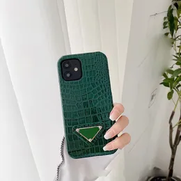 デザイナー電話ケースiPhone 12 14 Pro Max Case 13 11 XR XS 6 7 8 Plus Trendy Faux Crocodile Leather Covers Movil Rosa Fundas de Lujo Para Celulares Bianca Pink Green