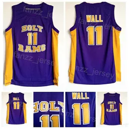 Holy High School John Wall Trikots 11 Basketball-Shirt College-Team Farbe Lila Für Sportfans Universität Atmungsaktive reine Baumwolle Stickerei und Nähen Männer NCAA