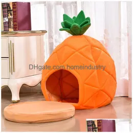 Kennels Pens Pet Supplies Pets Nest Pineapple Small Dog Comfortable Cotton Cat House Drop Delivery Home Garden Dhw2F