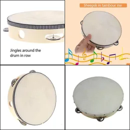 Favor de festa tambor 6 polegadas Tambourine Bell Hand Hold Birch Metal Jingles Kids School Musical Toy Ktv Percussion Wly935 Drop Dat entre Dhx7L