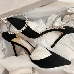 Sandały kmeioo eleganckie buty ślubne kobieta pasek kostki klejnot cienkie obcasy Brideshoes spiczasty palca czółen