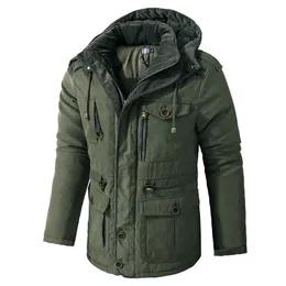 Kurtki męskie męskie płaszcz zimowy płaszcz z kapturem Wojska Męska Kurtka Bomber Fleece Warm Coats Casual Streetwear Army Parkas US Big Skure Brand 236 230329