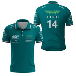 Męskie polo dla Aston Martin 14 Alonso Driver Racing Team Motorsport Sports Polo Shirt Fani samochodu zielone nie zanikają oddychające 230329