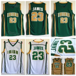 Irish St. Vincent Mary Jersey High School Basketball LeBron James 23 Shirt College for Sport Fans University Breattable Stitched Team Green Brown White Men NCAA