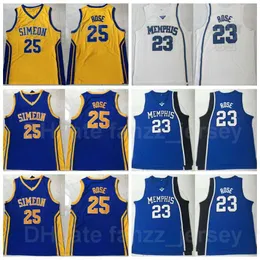 NCAA Tigers College Basketball 23 Derrick Rose Jersey Man University Simeon Career Academy High School Team Purple Blue Yellow White Color Stitched Breattable