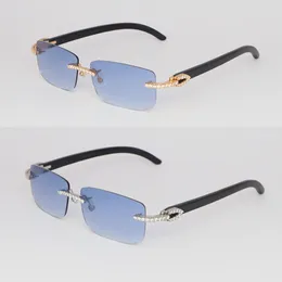 Okulary przeciwsłoneczne mężczyźni design moissanite Zestaw bez krawędzi okulary przeciwsłoneczne Womans Big Stones 2.5 Karat Diamentowe okulary przeciwsłoneczne Oryginalne czarne