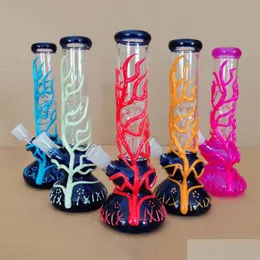 Tillbehör Glow In The Dark Bägare Bongs 6 Arms Tree Perc Uv Oil Dab Riggar Raka Rör Glas Vattenrör Med Diffused Downstem Bo Dh3Fr