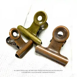 4 Storlek Retro Round Metal Grip Clips Bronze Bulldog Clip Metal Ticket Paper Clip for Tags Bags Office Wholesale I0329