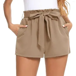 Shorts femininos Ladies Spring Summer 2023 Linho de linho solto Casual Casual cáqui calças de perna larga coreana