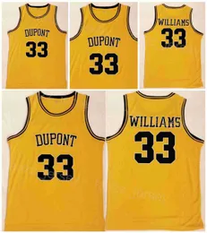 Dupont College Basketball Jason Williams Jerseys 33 High School University Shirt All Stitched Team Color Yellow For Sport Fans Breathable Pure Cotton Men NCAA