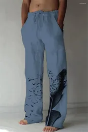 Calça masculina linho masculino casual calça moletom de férias de praia yoga jogging calça plus size largura de pernas largas calças de streetwear
