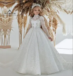Glitz 2023 Lace Flower Girl Dress Concutora crianças Primeira comunhão Vestido Princesa Tulle Vestido de casamento Vestido de casamento 2-14 anos BC14774 J0329