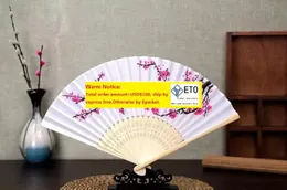 100pcslot Cherry Blossom Silk Hand Fan Wedding Favor Plum Blossom Hand Folding Fan Wintersweet