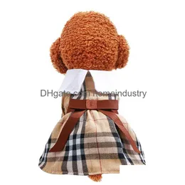 Dog Apparel Designer Pet Lady Summer Coffee Bow Dress Princess Teddy Cat Cute Clothes Two Legs Wear For Middle Small Dogs Xssmlxl Dr Dhxrp