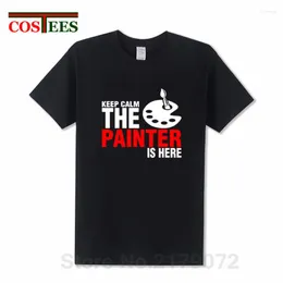 Men's T Shirts Novelty Summer Brand Clothing Keep Calm The Painter Is Here Shirt Men Geek Funny Mens T-shirt Short Sleeve O-neck Cotton