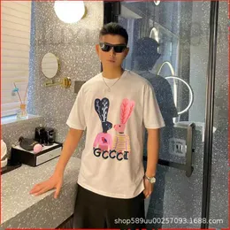 Erkek Tişörtler Tasarımcı Erken Bahar 2023 Yeni T-Shirt Kadın Yuvarlak Boyun Toplam Özet Tavşan Tasarım Erkek Kadınlar 067S