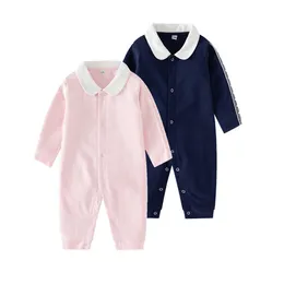 新生児ロンパージャンプスーツブランドレタープリント長袖ジャンプスーツ100％綿快適な幼児の男の子の服