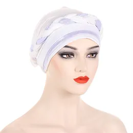 2023 India Solid Turban Cap Muslim Women Hijab Chemo Hat Braid Headscarf Beanie Bonnet Canner Islamic Headwear Wrap Hair Loss Cover