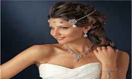 Bonitos collares de banda para la frente de novia, accesorios para el cabello de boda de cristal en tono plateado, piezas para la cabeza para niñas, damas, 7020171