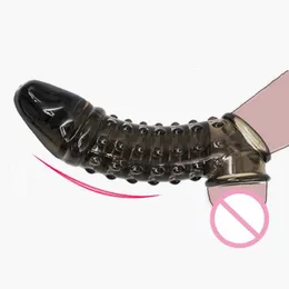 Adult Products Männliche wiederverwendbare Penishülle Hoden-Bondage-Hahn-Extender-Ring mit Hodensack-Ringen Erektion Erotik für Männer