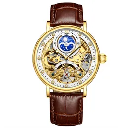 Luxury Fashion Designer Automatic Tourbillon Orologio meccanico da uomo multifunzionale luminoso impermeabile sole, luna e stelle