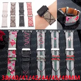 Banda de relógio de designer pulseiras inteligentes para apple watch band 49mm 38mm 44mm 45mm iwatch série 8 9 4 5 6 7 pulseira de couro pulseira colorida flor abelha cobra g impressão pulseiras de relógio ap