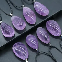 Chains 6PCSNatural Stone Amethyst Irregular Pendant Necklace For Jewelry Making DIY Accessories Rope Chain Healing Gems Charm Gift Deco