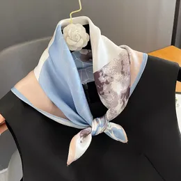 100% real lenço de seda estampa floral quadrado feminino hijab shawl design embrulhado pescoço de pescoço hair starard bandana badana lenço de luxo marca