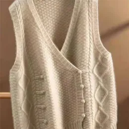 Kamizelki damskie dzianinowy czołg szczytowy damski w chińskim stylu guzika dysk luźna pozłacana lustrzana SWEATER SWEATES CHALECO Modna moda mody Casual Tank 230329