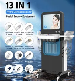 Vertical 13 IN 1 Microdermabrasion Facial Machine H2 O2 Aqua Hydro Dermabrasion EMS RF Skin Rejuvenation Freckle Removal Oxygen Jet Peel Beauty Equipment