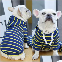 Dog Apparel Pet Cat Hoodie Striped Clothes Supplies Spring Summer Autumn New Bichon Falcon Drop Delivery Home Garden Dhof5