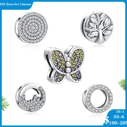 925 Siver Koraliki Charki dla Pandora Charm Bracelets Designer For Women Butterfly Family Tree Cyrconia Clip