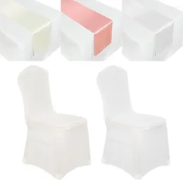 Toalha de mesa branca corredor capa de cadeira universal estiramento poliéster elastano decoração de casamento elástica para recepção toalha de mesa