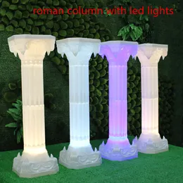 Wedding Decoration Supplies White Plastic Roman Column Road Cited LED Glow Pillars For Party Stage Welcome Area Props 2 PCS