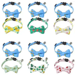 Dog Collars 2 Breakaway Pet With Bell Bowtie Removable Cat Harness Neck Choker Cute Wave Point Printed Kitty Kitten Puppy Collar