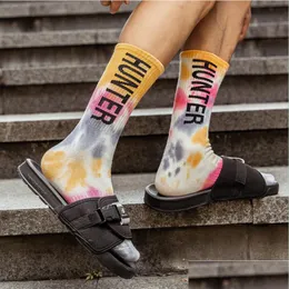 Shoe Parts Accessories Tiedye Socks Men And Women Cotton Highcut Ins Street Tide European American Skateboard Long Tube Couple Dro Dhmwa