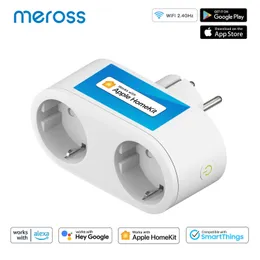 Sockets Merossenchufe Inteligente HomeKit 2 En 1 Toma de Corriente dual Con Wifi Control Remoto Por voz互換性con asistente de google y alexa Z0327