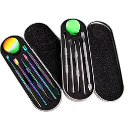 Wax Dabber Tool Dab Tool Kit Rostfritt stål Stick Carving Vaporizer Pen med 5 ml Silcone Oil Container Aluminium Box Förpackning för rökningstillbehör Torr ört