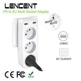Sockets Lencencentenchufe de pared mltiple fr a eu con 3 salidas de ca y 2 Puertos USB adaptador 6 en 1 proteccin contra sobrecarga para el hogar y la Oficina Z0327