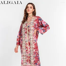 Ubranie etniczne aligaia caftan słodki różowy Abaya damska sukienka dubai kwiatowy haft jalabiya marokańskie ubrania arabskie z arabskiego muzułmańskiego