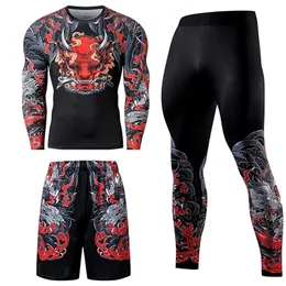 Men's Tracksuits 23PCS Men Tracksuit Compression Set Workout Sportswear Gym Clothing Fitness Long Sleeve Tight Top Waist Leggings Sports Suits 230329