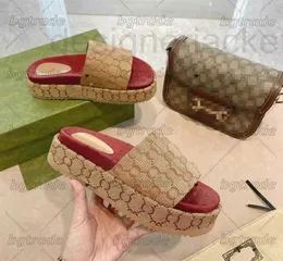 Terlik Tasarımcı Angelina Kama Platformu Slayt Slayt Sandal 55mm Kadınlar Denim Çok Molor Süper Bej Tuval Slip-On Bayanlar Luxurys Yüksek Topuk DCI 2omg