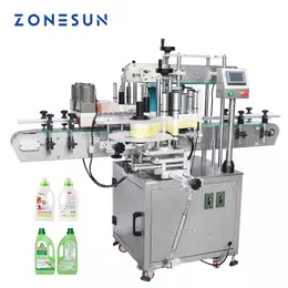 Zonesun Custom Automatic Double Side Flat Surface Square Bottle Tvätten tvättmedel flaskanmärkning Maskin etikett Applicator