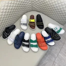 Designer Slippers Trainer Mules Sandal Men Buckle Embossing Slipper Old Flower Summer Leather Rubber Shoe Slides