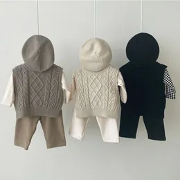 Waistcoat Sweater Rajut Bayi Perempuan Tanpa Lengan Rompi Katun Anak Laki laki Musim Gugur Mantel Atasan Solid Balita Pakaian Luar 0 3Y 230328