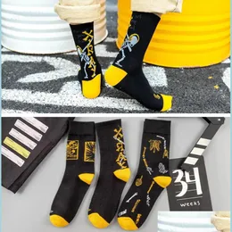 Shoe Parts Accessories Socks Cotton Harajuku Skateboard Sockings Fashion Skeleton Black Greek Mythology Monsters Hiphop Sport Star Dhhvv