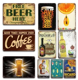 Retro Beer Art Painting Metal Plaques Bar Sign Vintage Beer Art Poster Metal Sign Kitchen Home Room Decor Plate 30X20cm W03