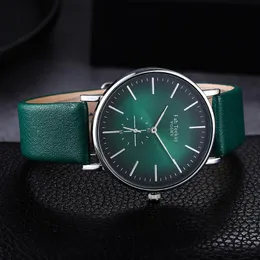 Armbandsur minimalistiska utsökta kvinnor kvarts titta på mode green elegant urtavla casual damer kvinnlig läder rem klänning gåva fi