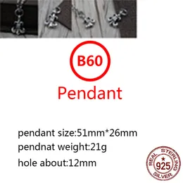 B60 S925 Sterling Silver Pendant Personligt mode Simple Par Creative Boat Anchor Letter Net Red Hip Hop Punk Style Jewelry Lover Gift