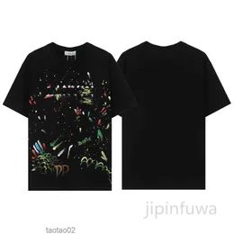 ランビンズ半袖TシャツメンズTシャツ夏のクールなデザイナーカラフルなインクジェットハンドペイントアメリカEUファッションプリントハイストリートトップオブ0LPA37L96B